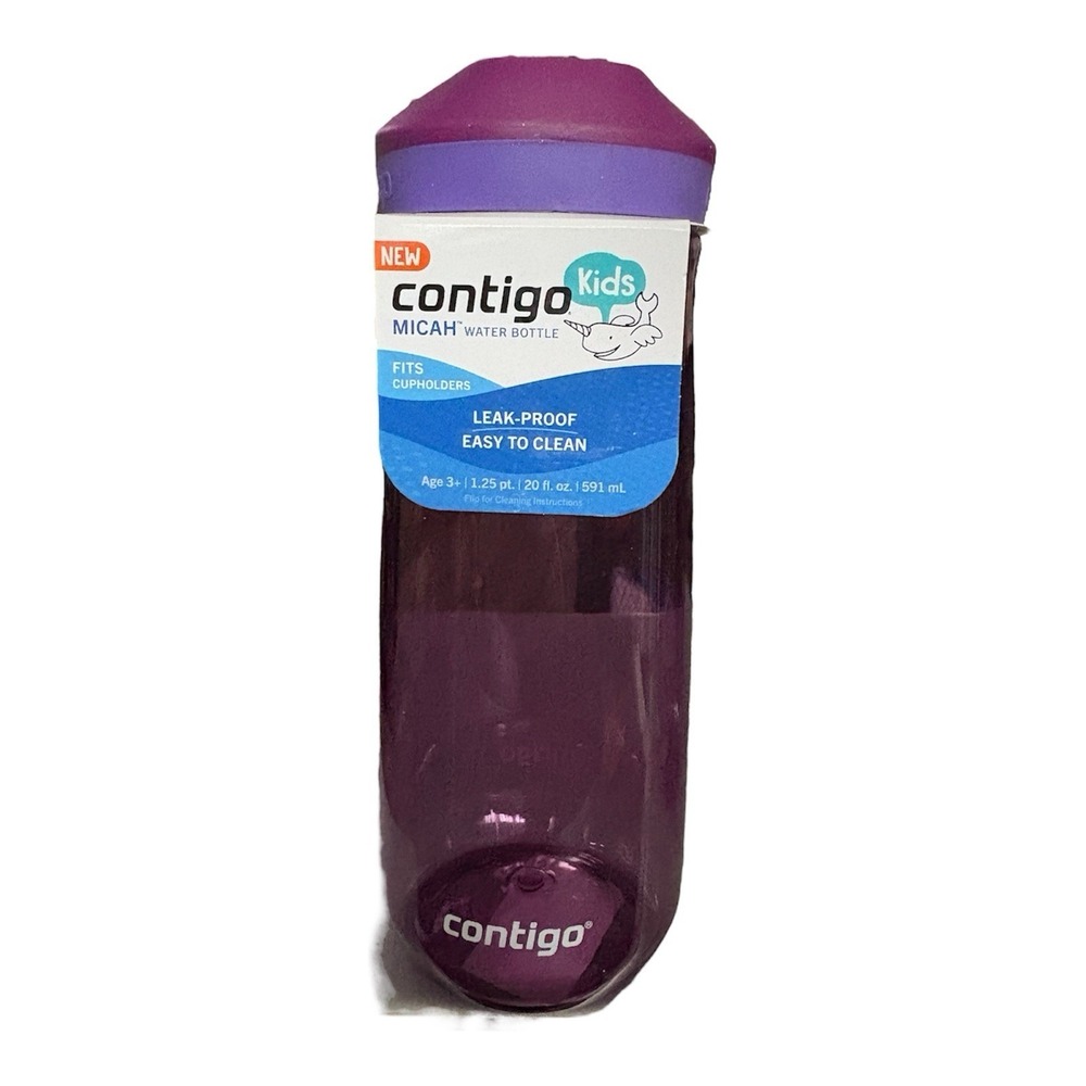 NWT 2 Pk‎ Contigo Kids Micah Water Bottle Grape 20oz Wide Mouth Soccer Sports